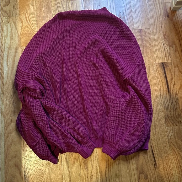 Fashion Nova Magenta/Bright Burgundy Cardigan Sweater with Buttons - Picture 2 of 5